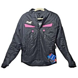 HWK Women's Motorcycle Jacket For Women Stunt Adventure CE Armor Black/Pink Sm